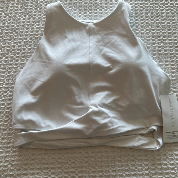 Athleta Conscious Cut Out Crop D-DD Tank Top Sports Bra WHITE Size Large - Picture 1 of 2